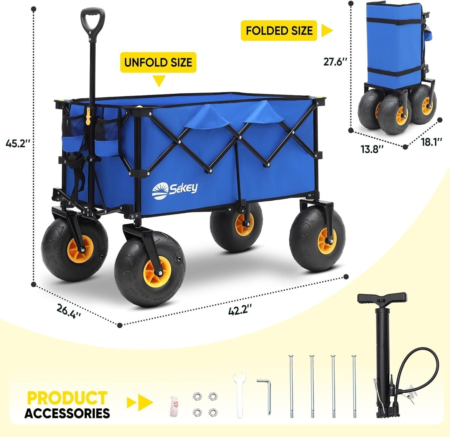 Beach-Ready 440lb Capacity Wagon with 9" Wheels – Perfect for Outdoor Adventures
