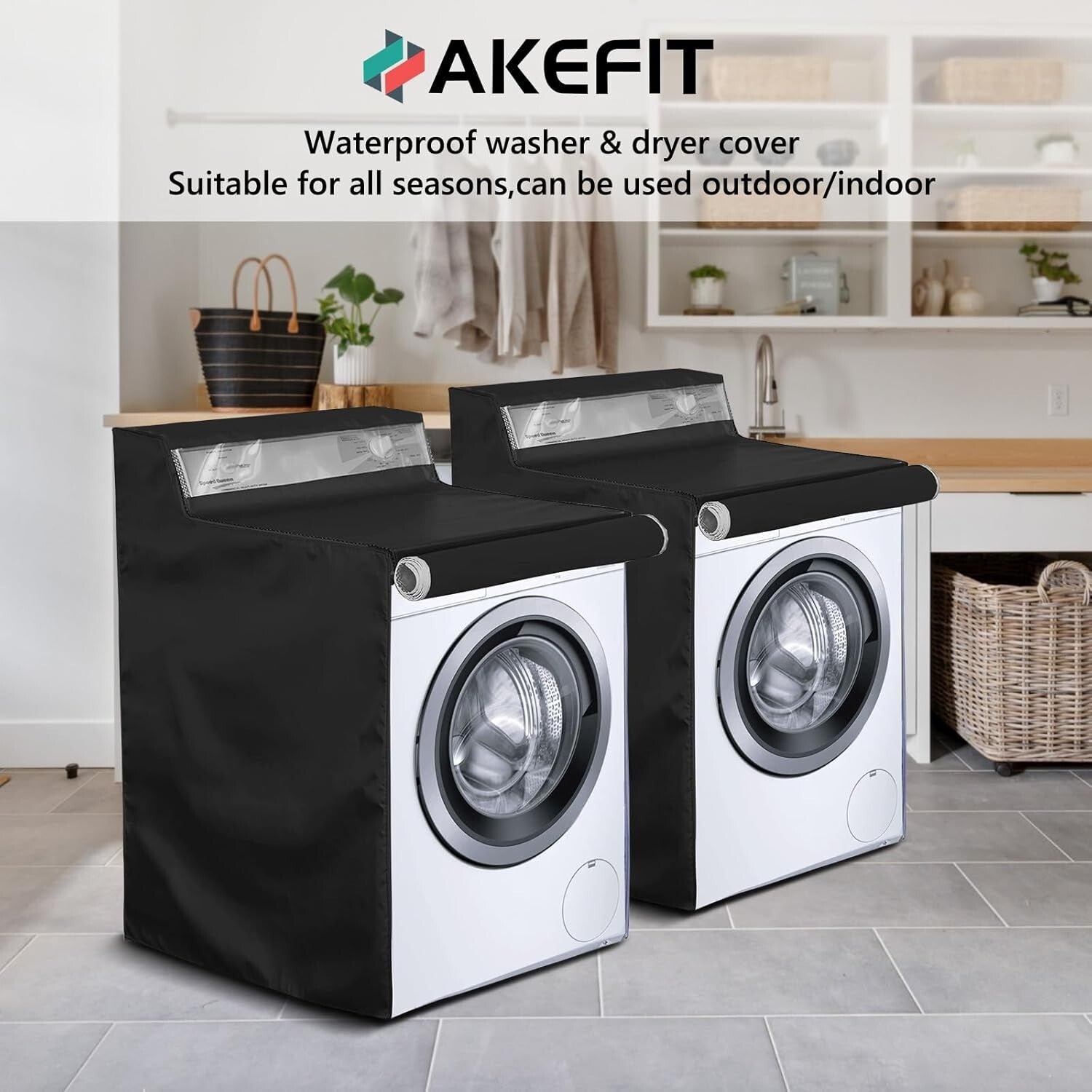 2 Pack Waterproof Washer Dryer Cover with Zipper & Access Window - 27x26x43