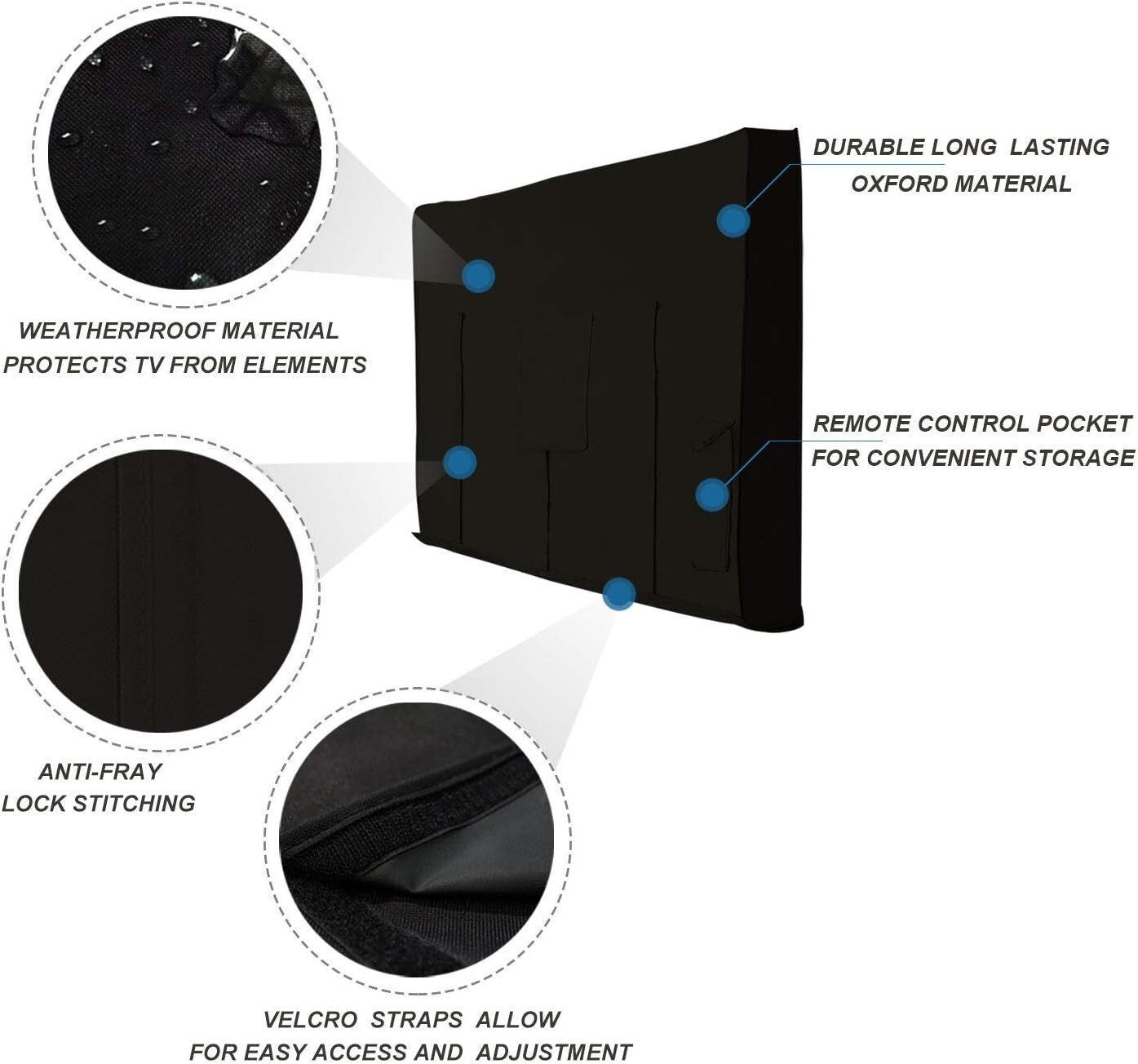 Lightweight Waterproof Outdoor TV Cover for 65-70 Inch TVs - Hook & Loop Closure