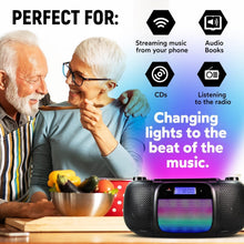 Load image into Gallery viewer, MD6972 Portable CD Boombox with Bluetooth &amp; Color Changing Lights, 4W Output