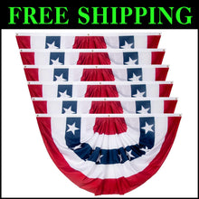 Load image into Gallery viewer, 6-Pack 3x6 Ft American Flag Bunting - Bright Pleated Fan Flag for Celebrations