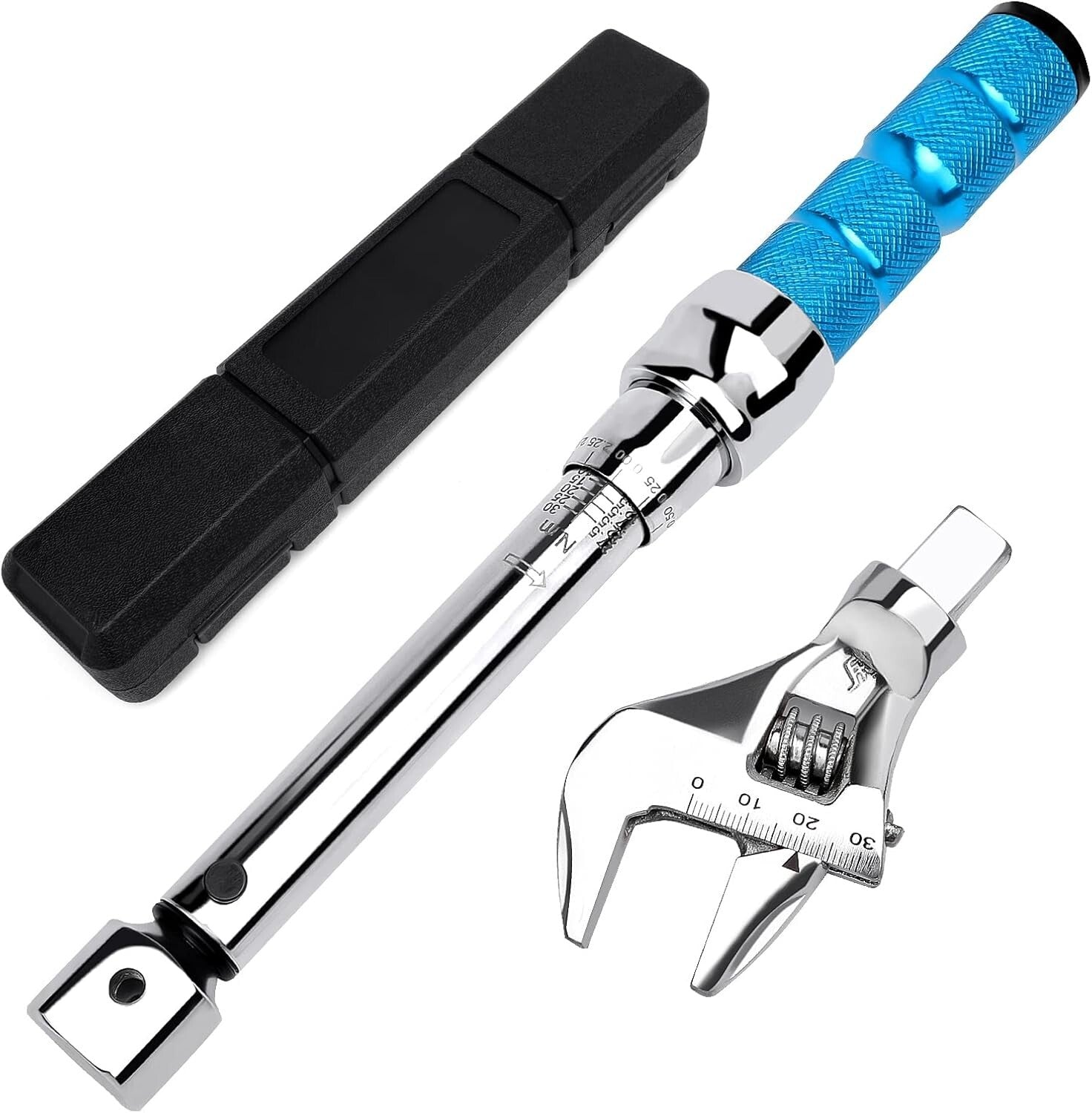 Adjustable 5-30 Nm Click Torque Wrench with Interchangeable Heads - HVAC & Auto