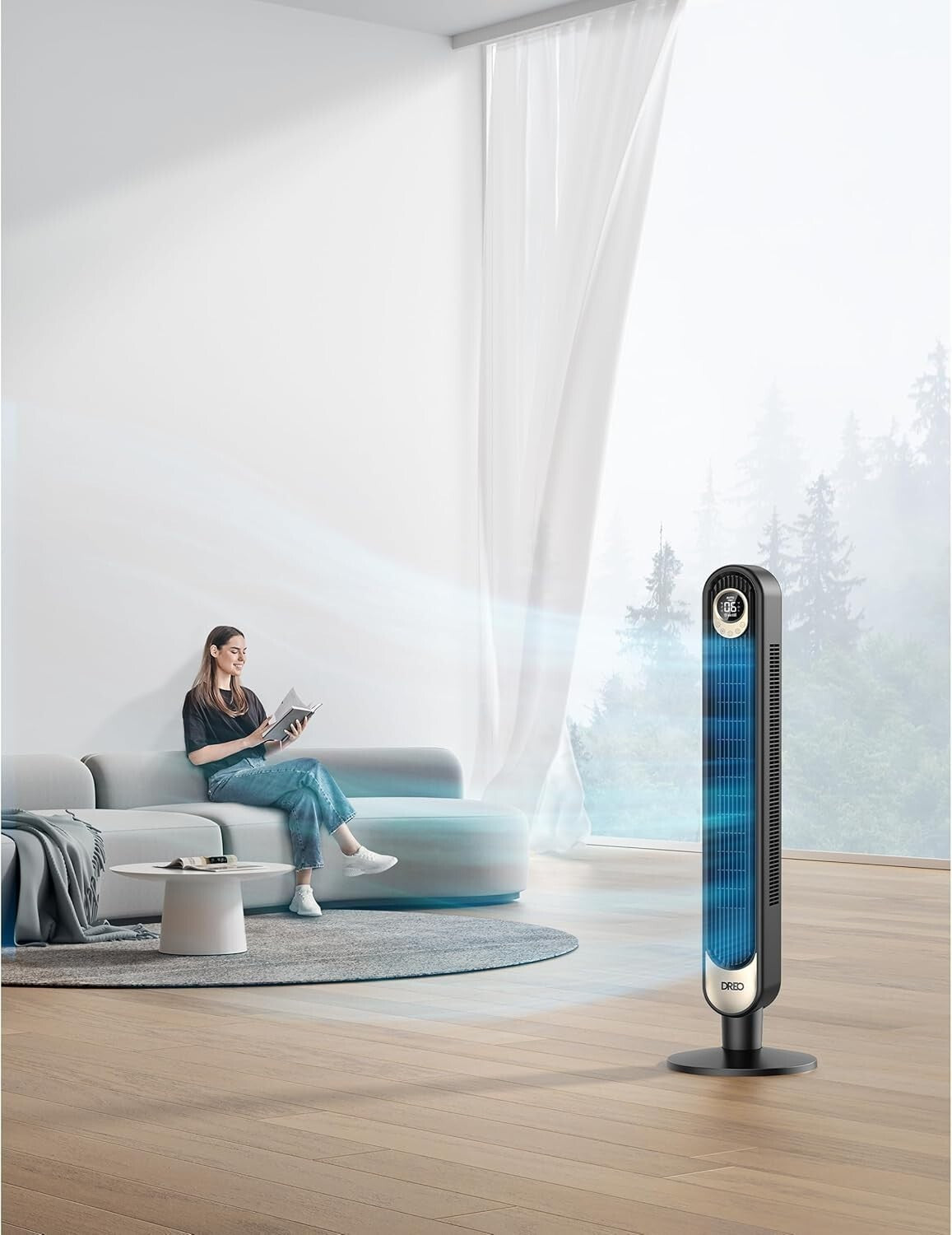Elegant 42" Oscillating Bladeless Fan - Powerful Cooling with Remote & Timer