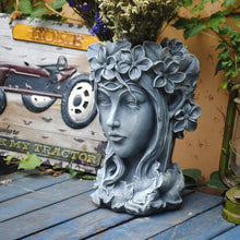 Load image into Gallery viewer, Large Diameter Goddess Head Planter - 14 Inch Resin Pot for Flowers &amp; Succulents