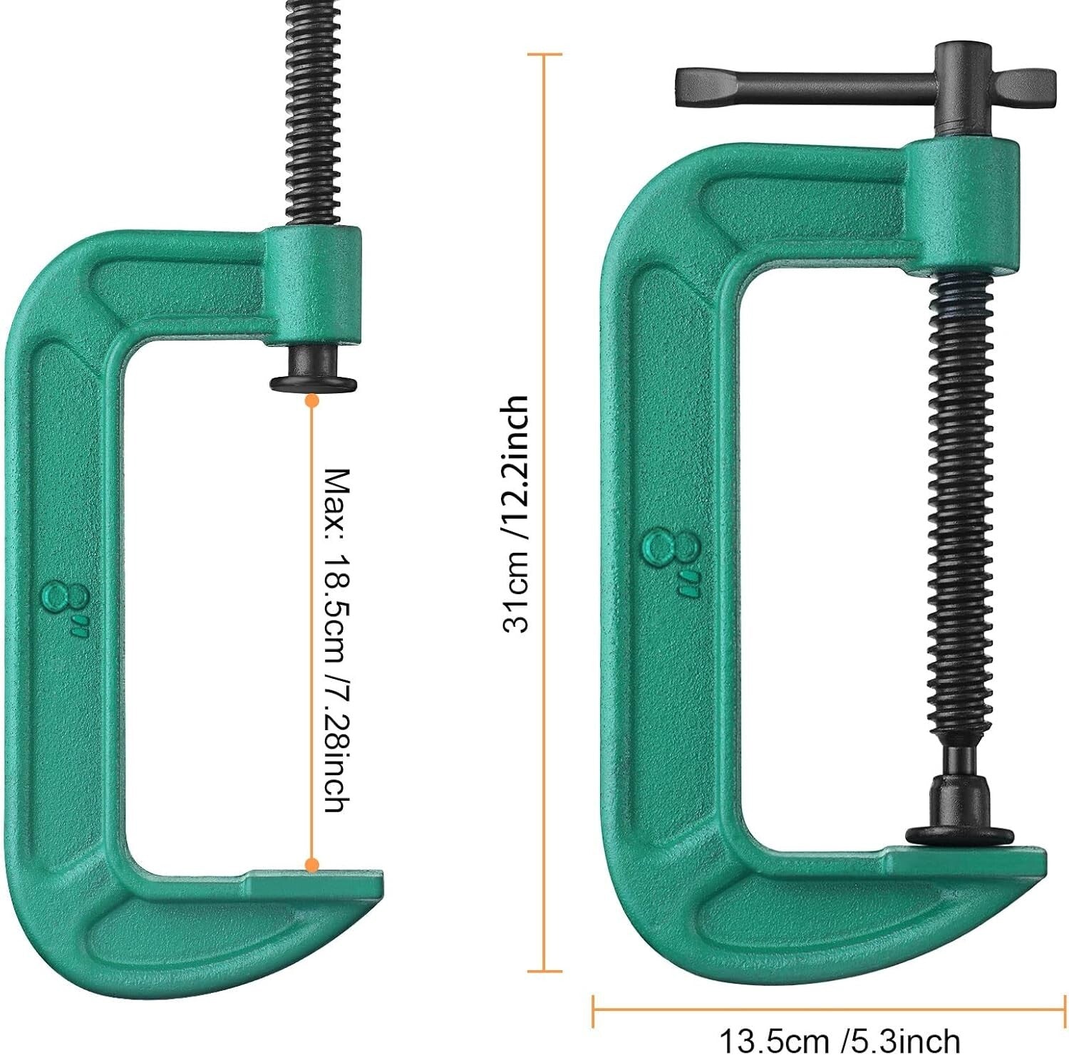 Durable 8-Inch G-Clamp Set for Woodworking & Automotive Projects - 4 Pack