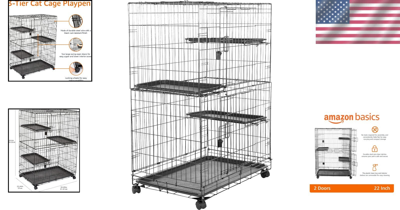 Metal 3-Tier Cat Cage Playpen: Secure & Stylish Safety for your Feline Friends