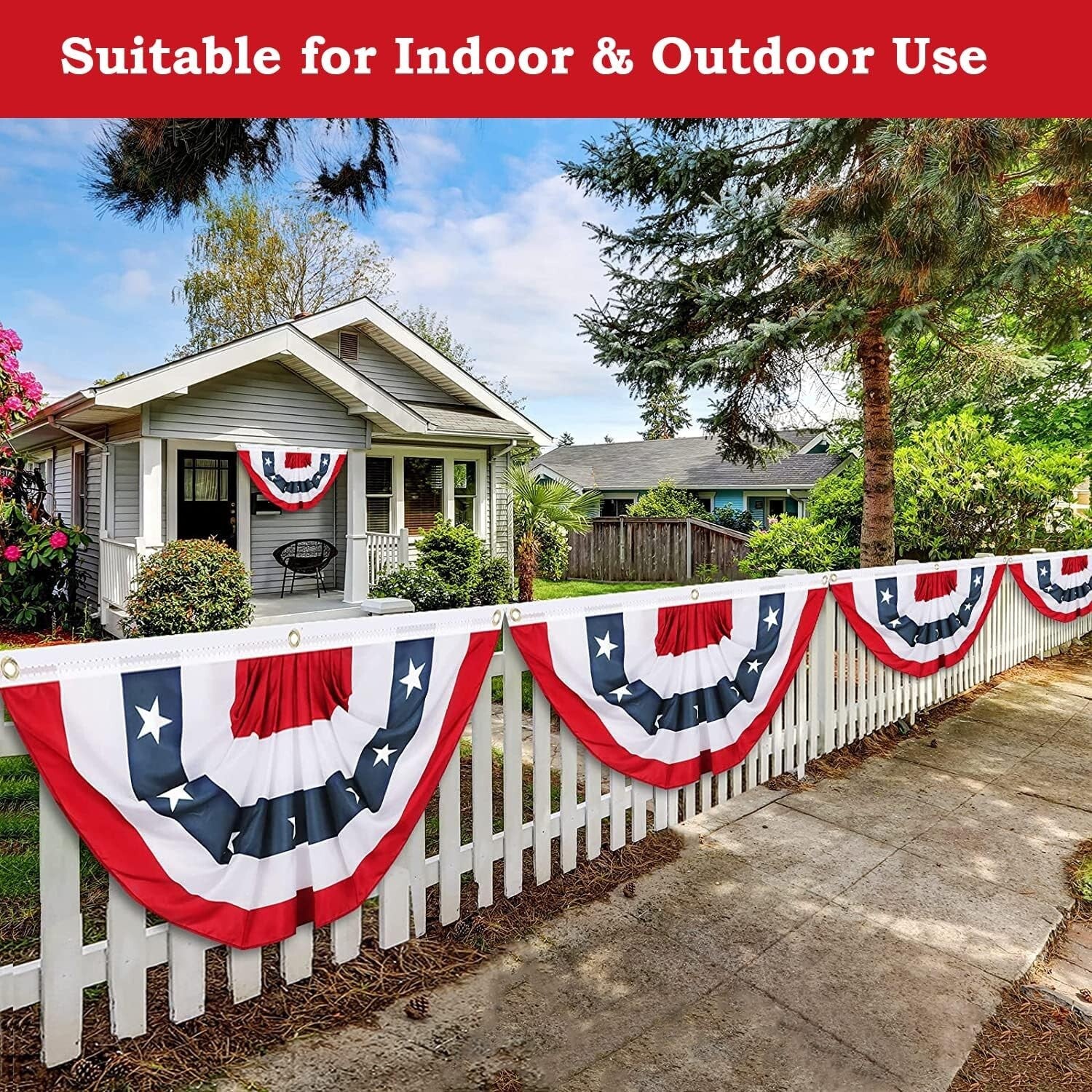 6-Pack 3x6 Ft American Flag Bunting - Bright Pleated Fan Flag for Celebrations