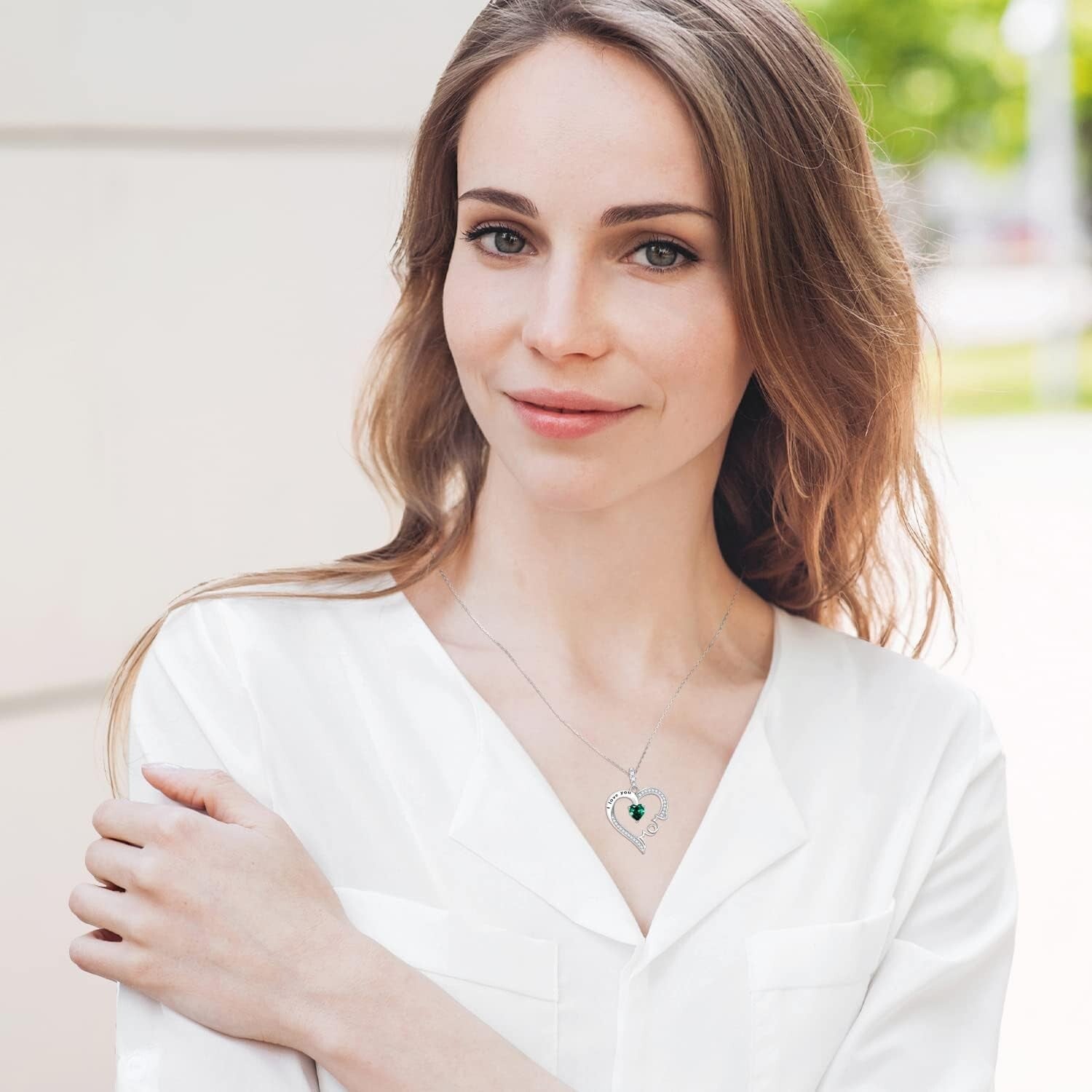 Elegant May Birthstone Mom Necklace - Sterling Silver Heart Pendant Gift Boxed