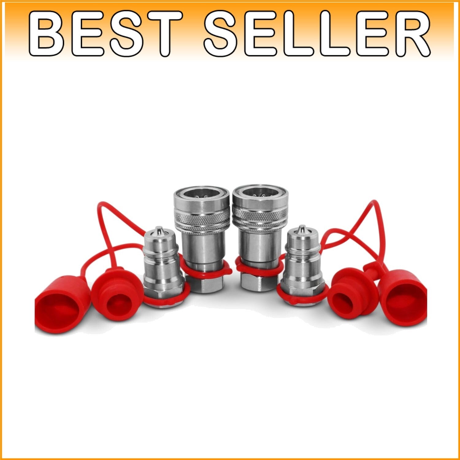 Durable 1/2 Inch Steel Quick Connect Tractor Couplers with NPT Thread - 2 Pack