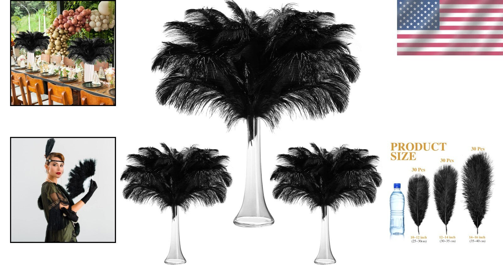 Versatile 90 Pcs Natural Ostrich Feathers - Craft, Decor & DIY Essentials