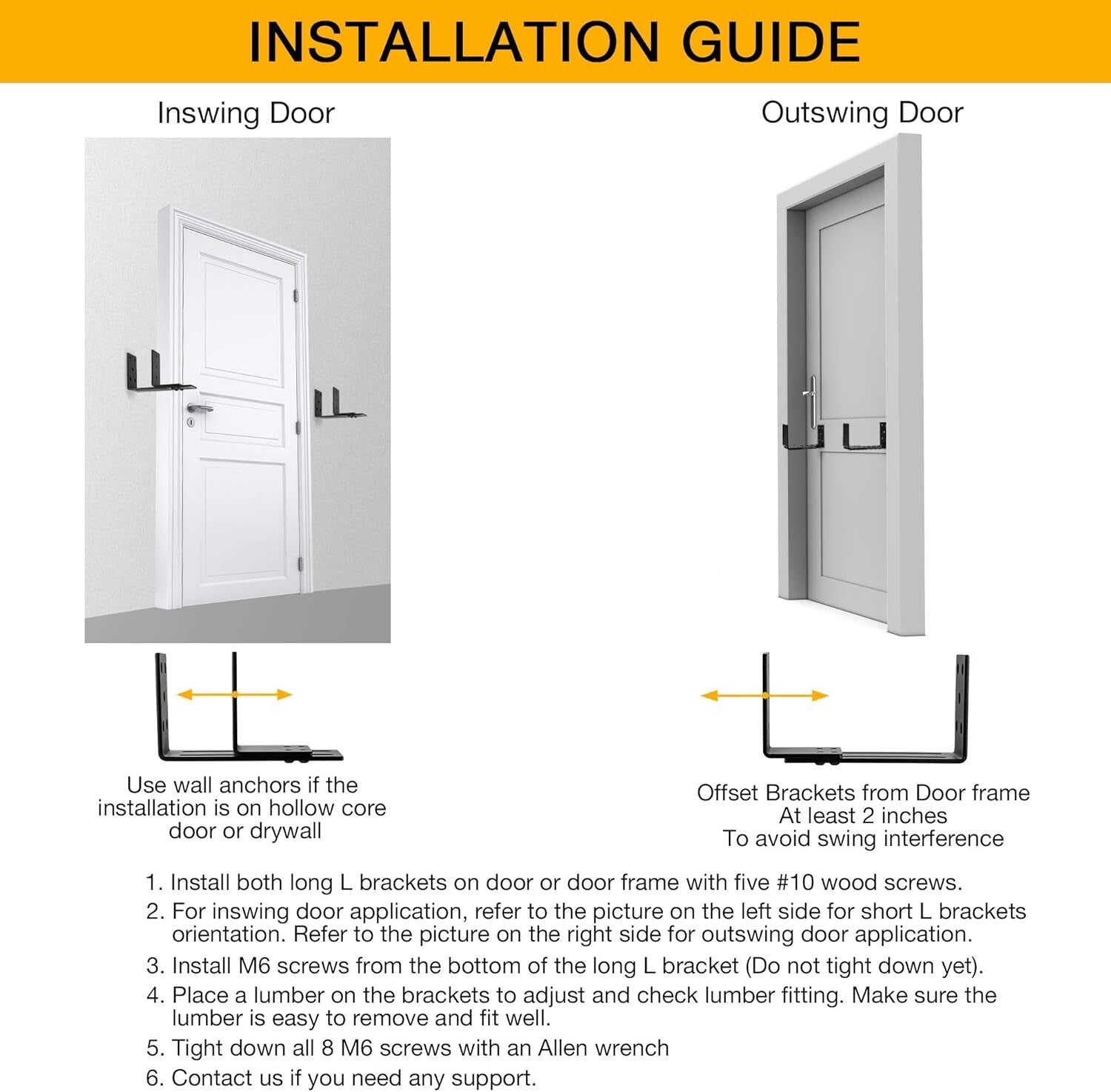 Industrial-Grade Security Door Brackets - 2pcs Powder-Coated Steel Set