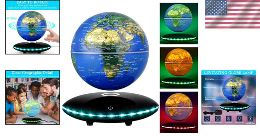 6-Inch Color-Changing Floating Globe Lamp - Stunning Decor for Home & Office