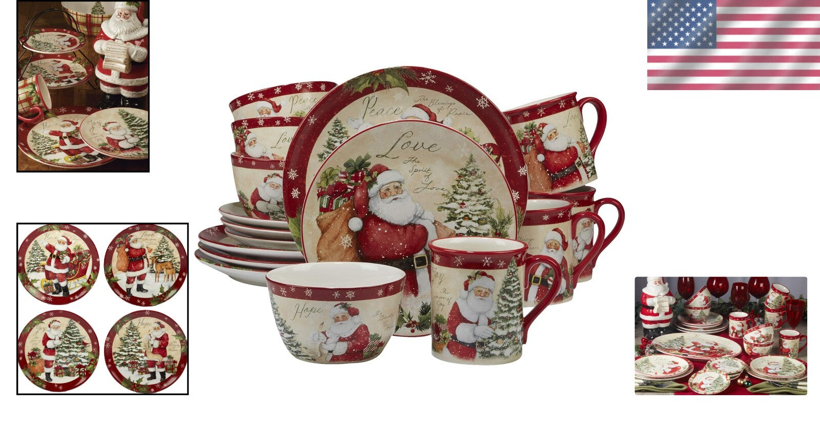 Enchanting 16-Piece Holiday Dinnerware Set by Susan Winget - Festive Table Decor