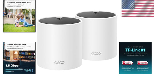 Deco X15 Wi-Fi 6 Mesh System - Replace Routers and Extenders, 2 Gigabit Ports