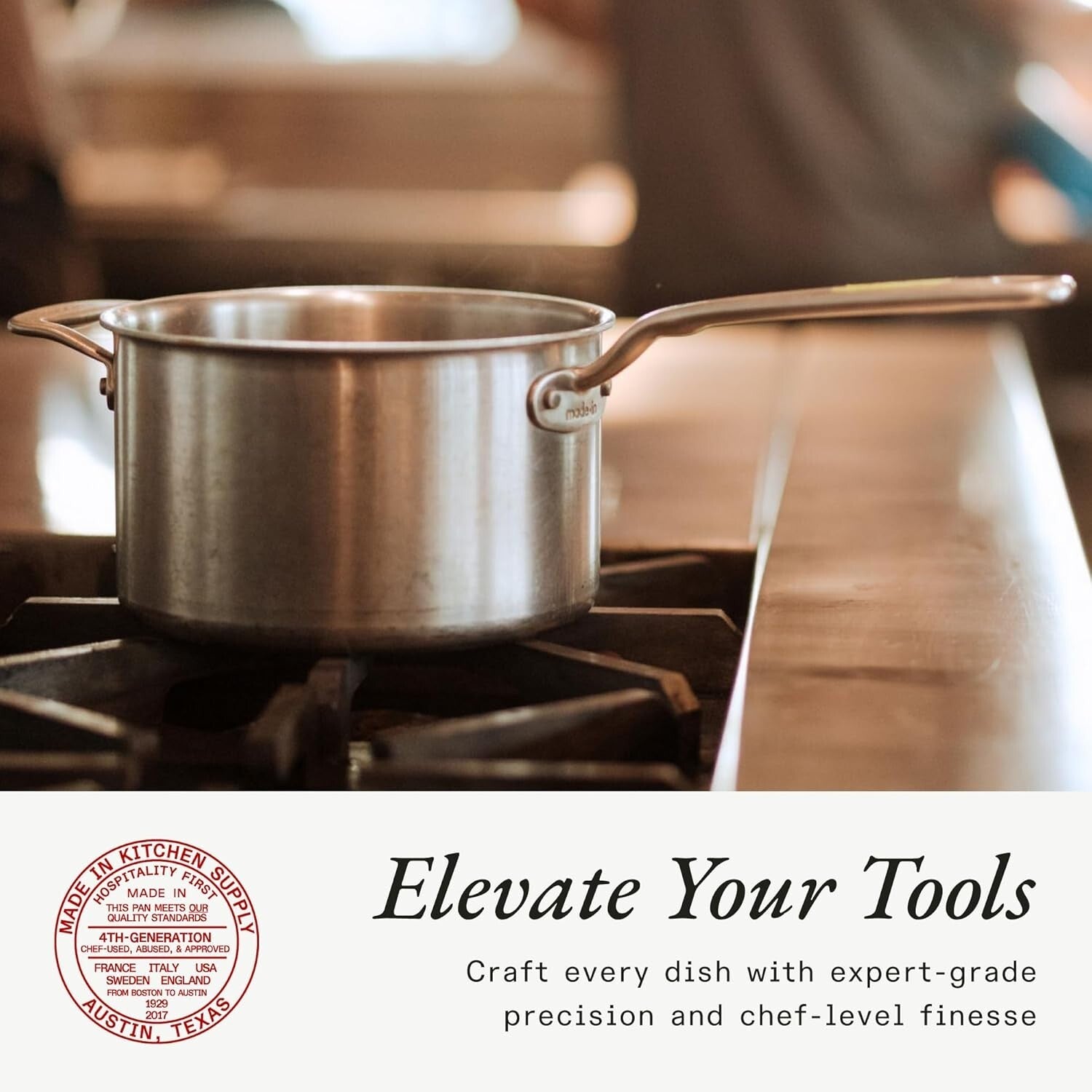 4 Quart Stainless Steel Saucepan - Induction Compatible & Professional Quality