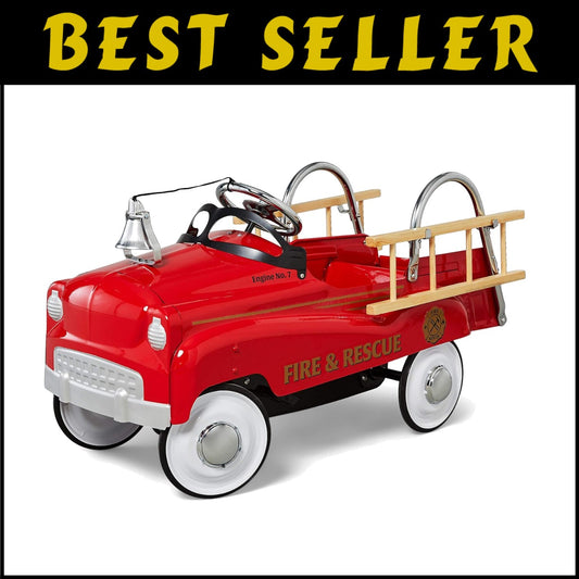 Classic Red Pedal Car Fire Truck for Kids Aged 3-5 - Fun Indoor/Outdoor Ride-On