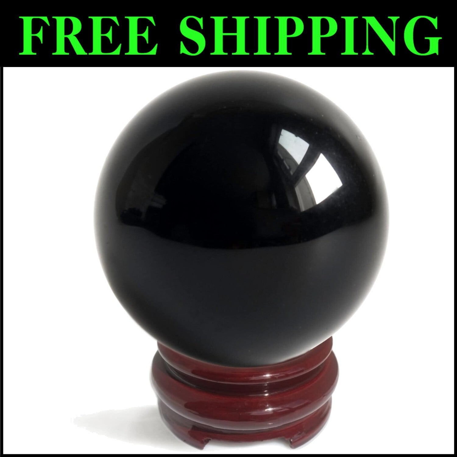 Polished Black Obsidian Crystal Ball for Energy Work, Feng Shui & Decorative Use