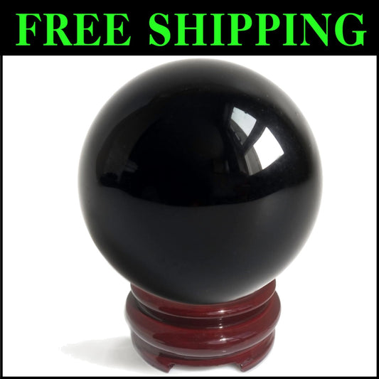 Polished Black Obsidian Crystal Ball for Energy Work, Feng Shui & Decorative Use