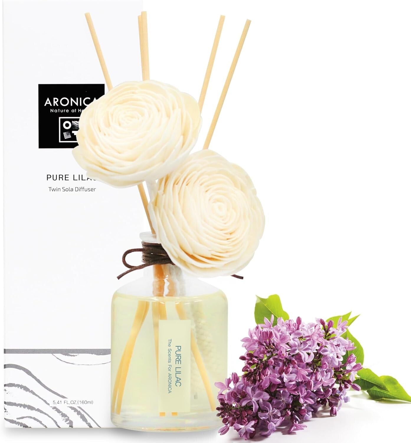 Fresh Cut Lilac Glass Diffuser with Sola Flowers - Luxurious Home Fragrance