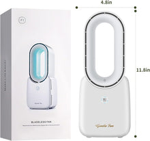 Load image into Gallery viewer, Rechargeable Bladeless Desk Fan with 5-Color LED Light - 3 Speed Quiet Operation