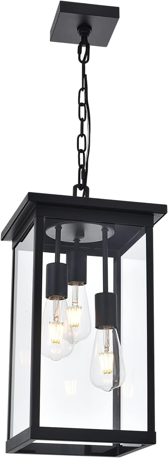 Elegant Adjustable 3-Light Outdoor Light with Clear Glass Shade – Black Finish