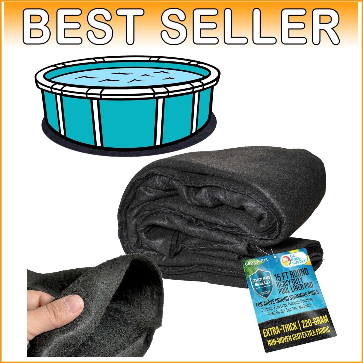 Durable 15-Foot Ground Liner Pad for Above Ground Pools - Comfortable Walkway
