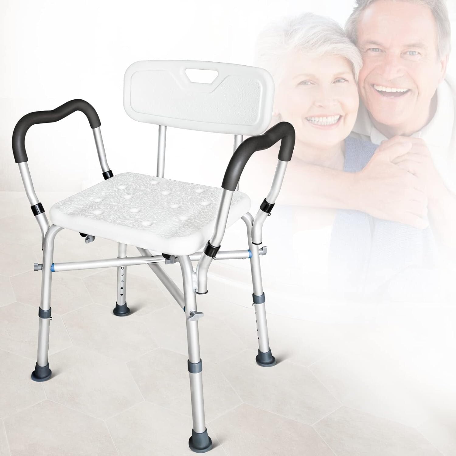 Adjustable Shower Bench for Elderly & Disabled - 550LB Heavy Duty Chair