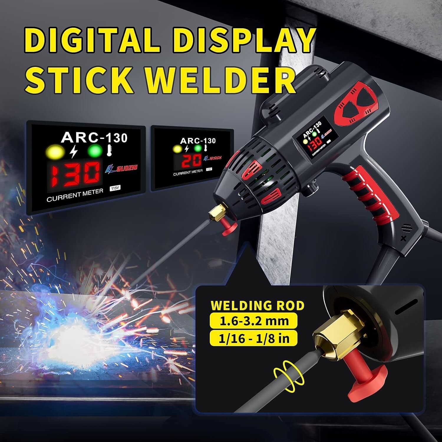 Digital Display 130A Portable Arc Welder - Complete Set for DIY & Industrial Use