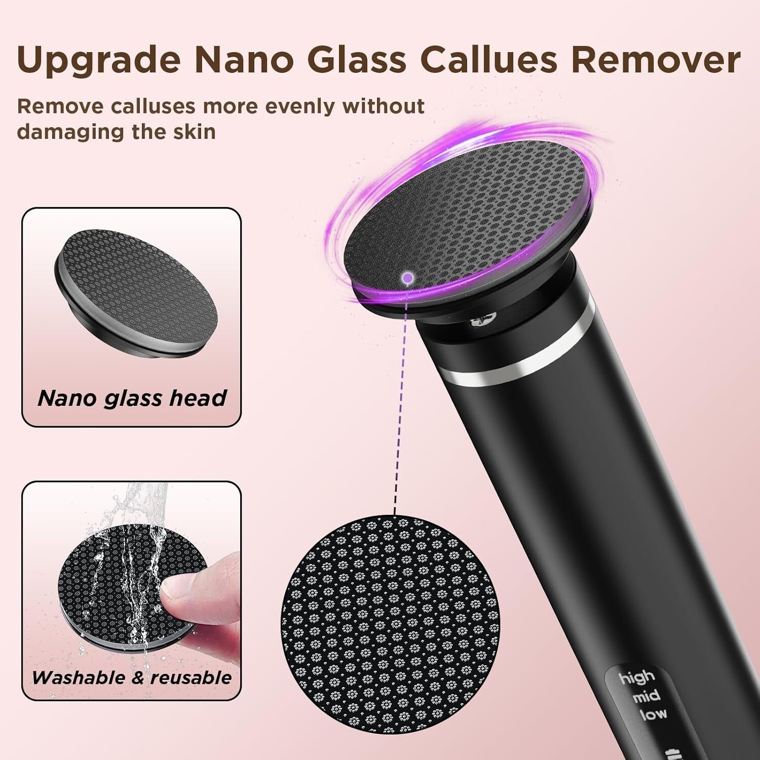 Nano-Glass Electric Foot Callus Remover - Cordless, Adjustable Speeds & 60 Discs