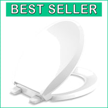 Load image into Gallery viewer, Durable Polypropylene Toilet Seat with Quick-Release Hinges - White Round Design