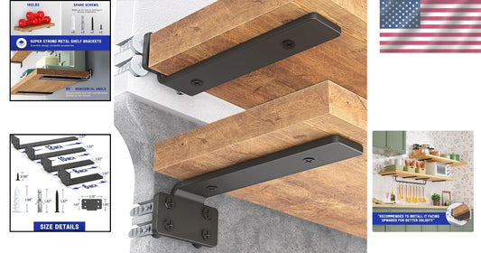 Complete Installation Set of 12-Inch Floating Shelf Brackets - Heavy Duty 6 Pack