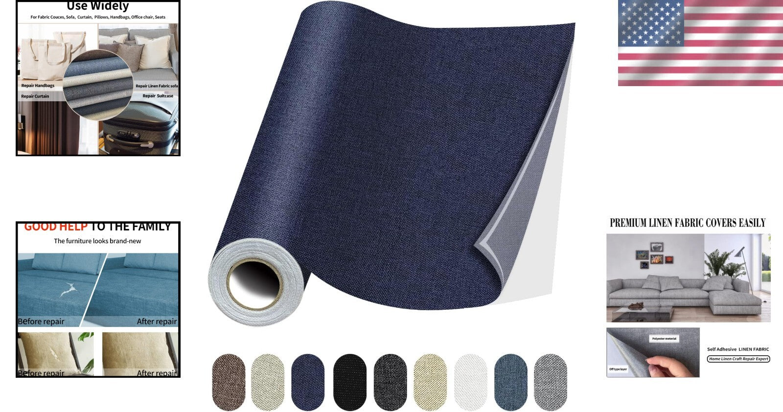 Durable Self-Adhesive Fabric Patches 17x158 In - Perfect for Furniture Repair