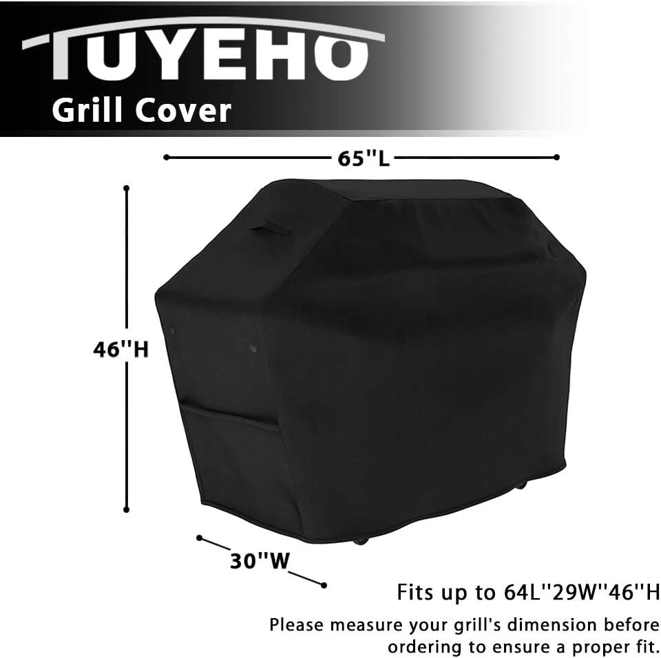 Ergonomic Heavy Duty BBQ Cover 65x30x46 - Secure Fit with Lifetime Warranty