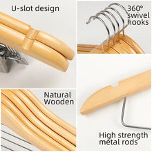 Load image into Gallery viewer, Premium 20-Piece Wooden Hanger Set with Clips - Stylish &amp; Strong Closet Solution