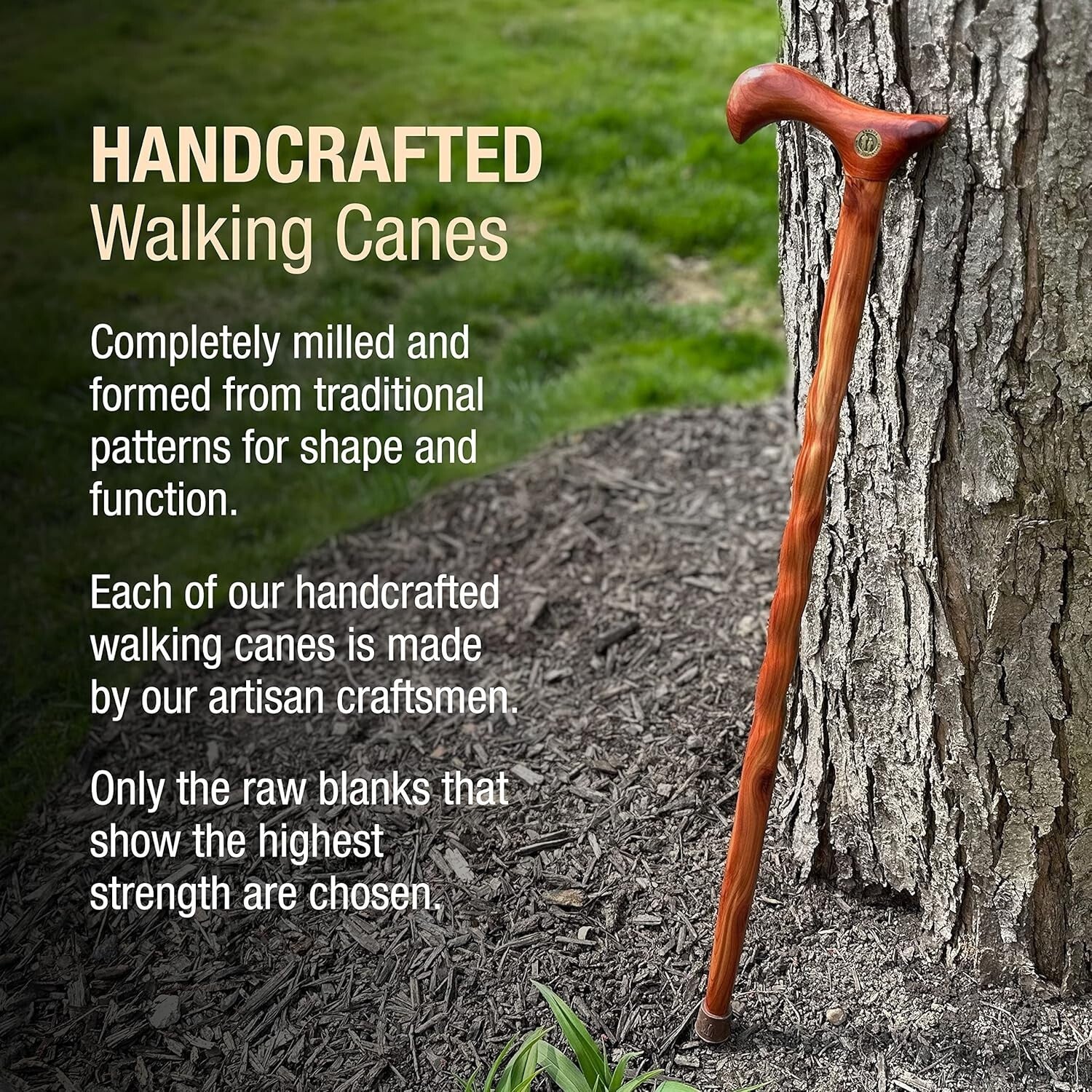 Derby Style Handcrafted Cedar Cane, 34-Inch - Lightweight & Stylish Mobility Aid