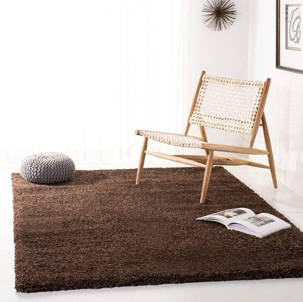 Durable Indoor Brown Shag Rug - 3' x 5' Non-Shedding for Cozy High Traffic Areas