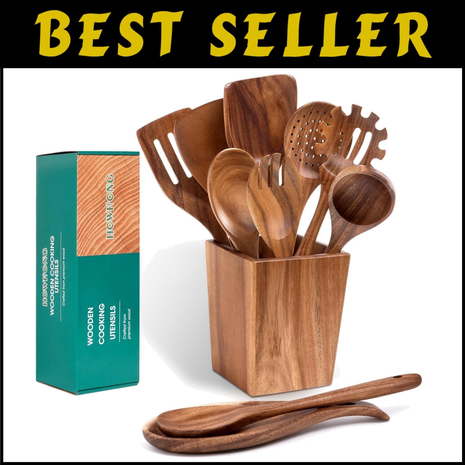 Luxurious Acacia Wood 11-Piece Kitchen Utensils Set - Lightweight & Durable