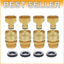 Load image into Gallery viewer, Durable Solid Brass 3/4 Inch GHT Quick Connect Garden Hose Connectors - 4 Pack