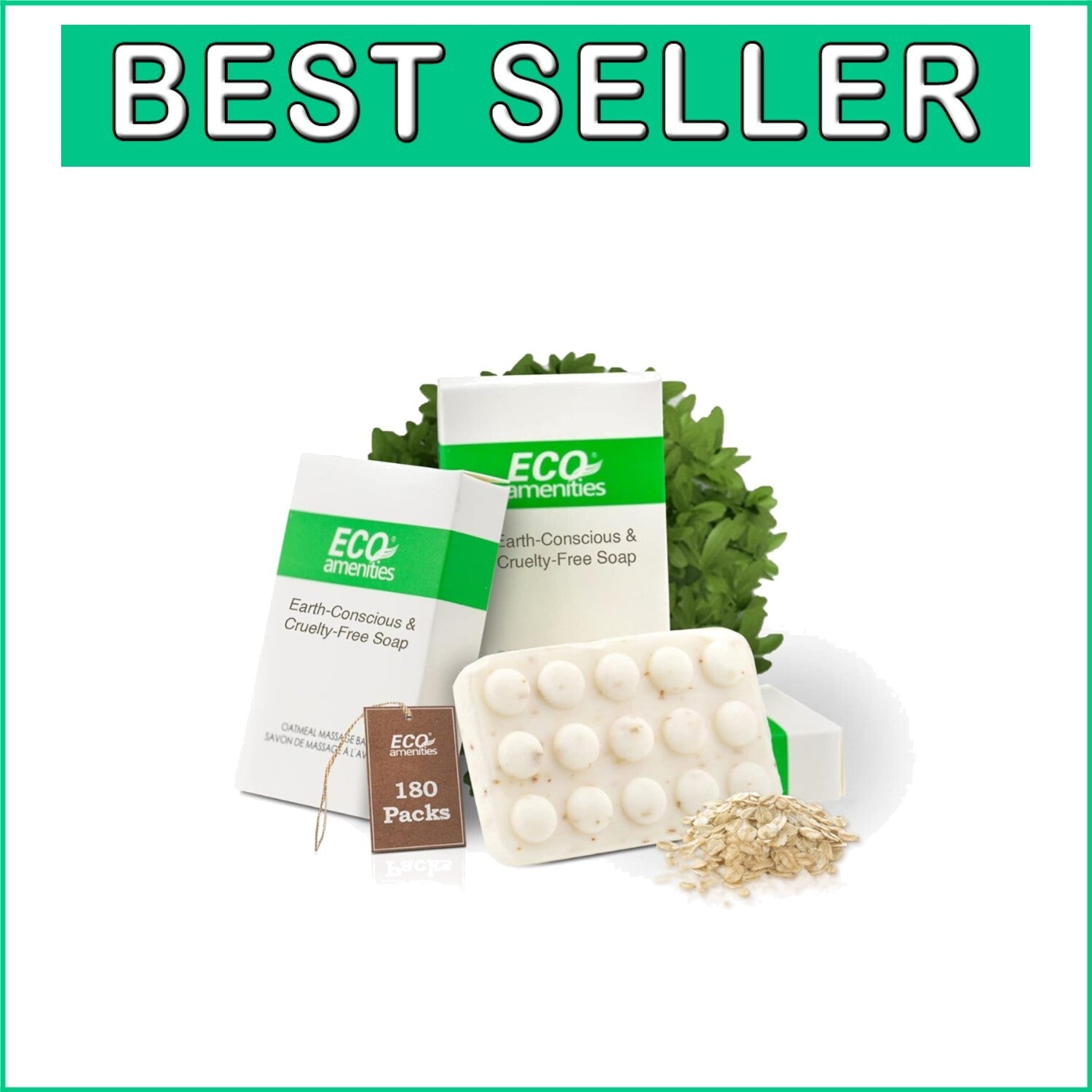 Natural Green Tea Soap for Hotels - Individually Wrapped 1.5 oz Bars, 180 Count