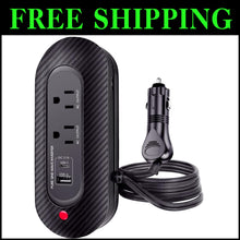 Load image into Gallery viewer, 200W Pure Sine Wave Car Power Inverter - Compact Adapter with Dual AC Outlets