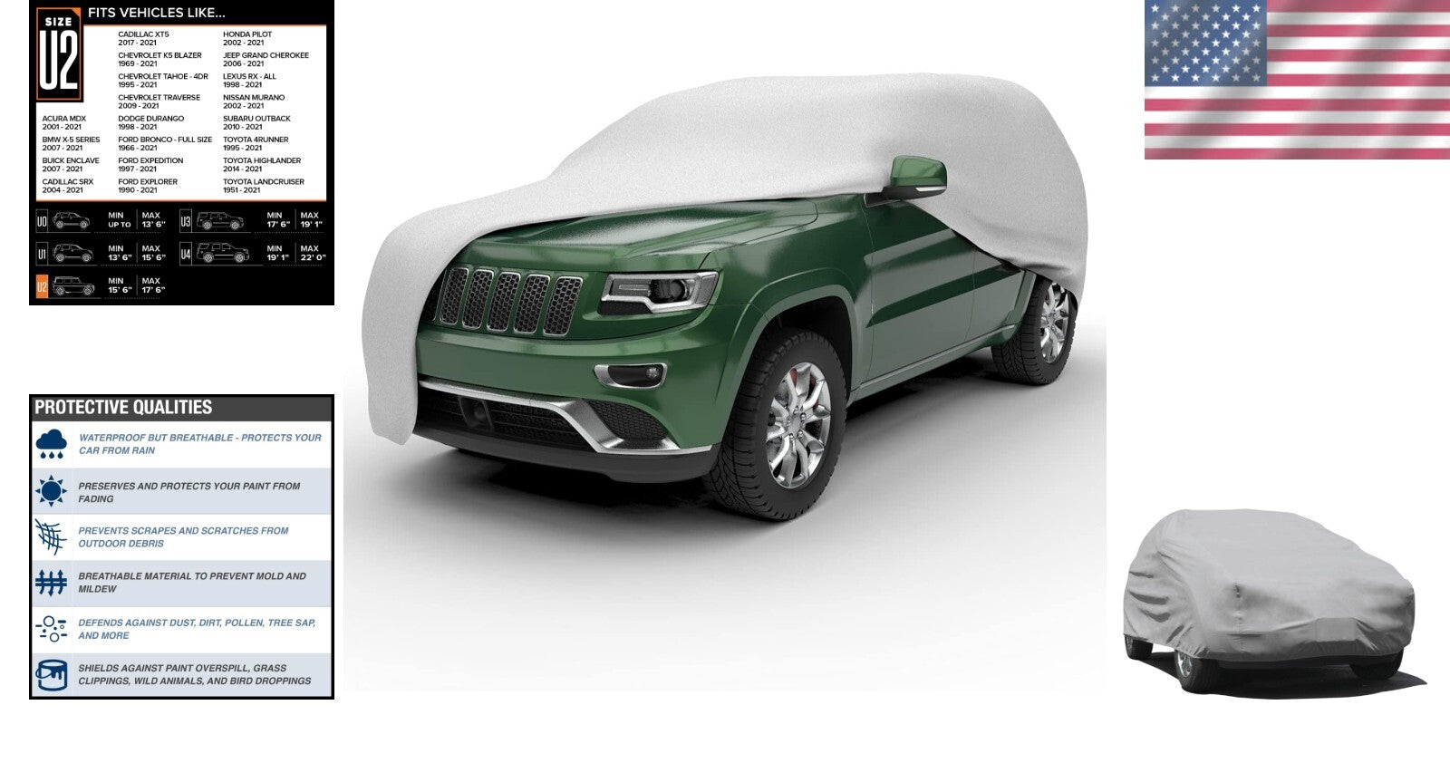 All-Weather Gray SUV Cover - Breathable, Water-Resistant Fit for 210" SUVs