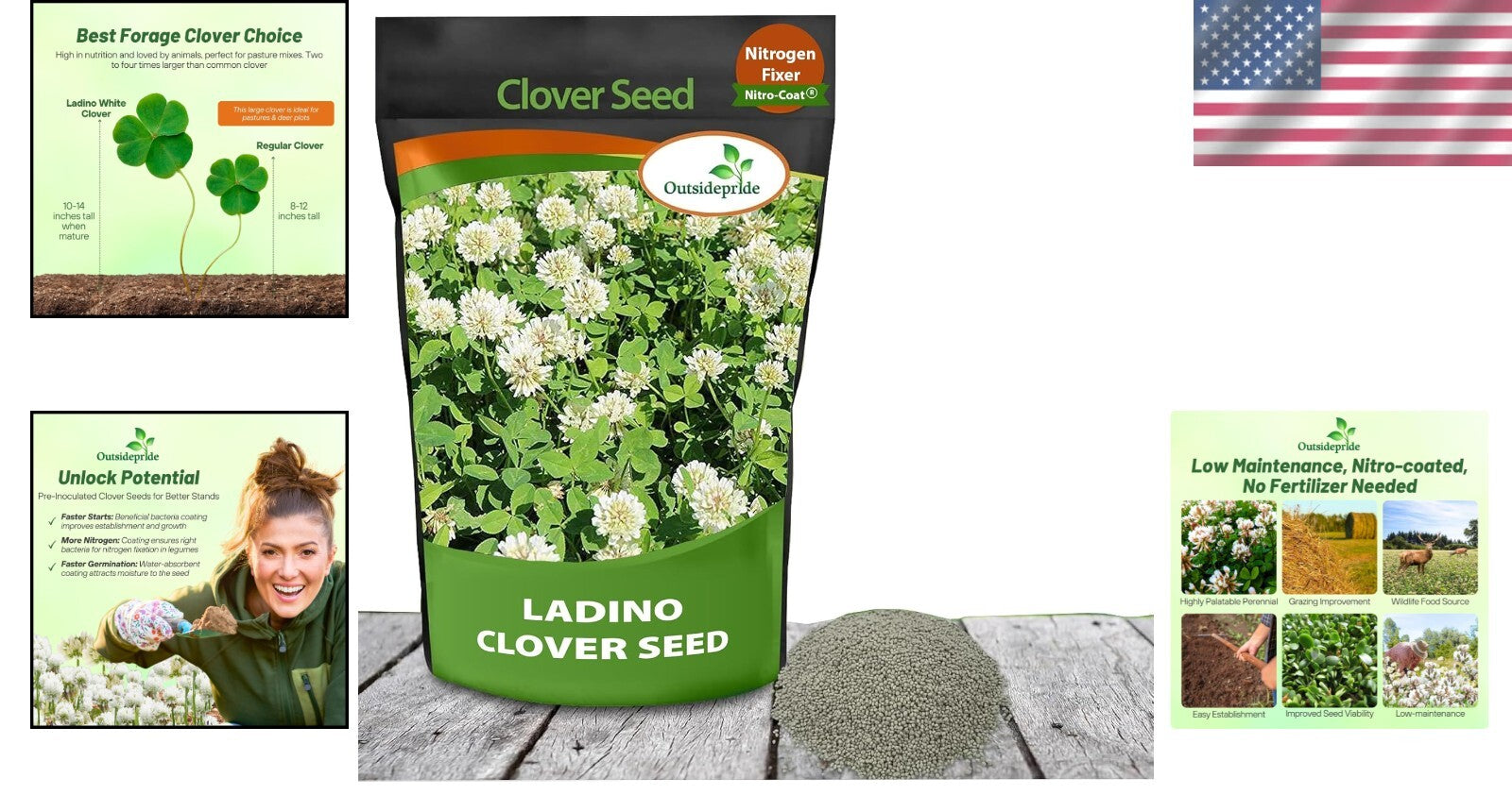 Drought-Tolerant Nitrocoated White Clover Seeds - 5 lbs for Fertile Pastures