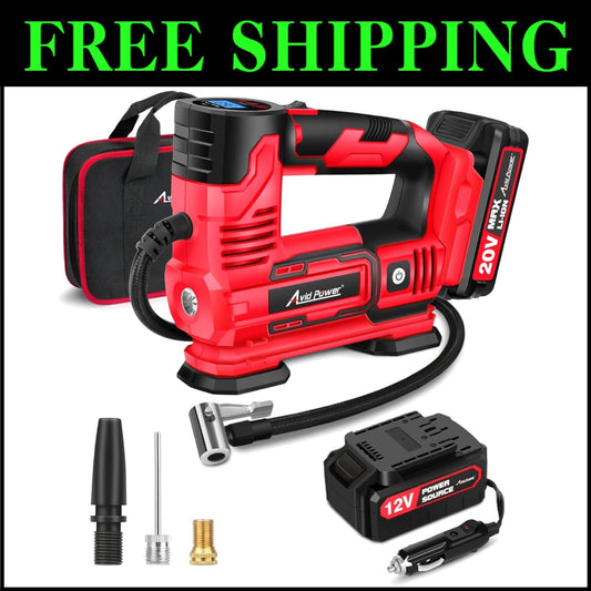 Rechargeable Air Compressor with LED Light - Ideal for Tires & Inflatables