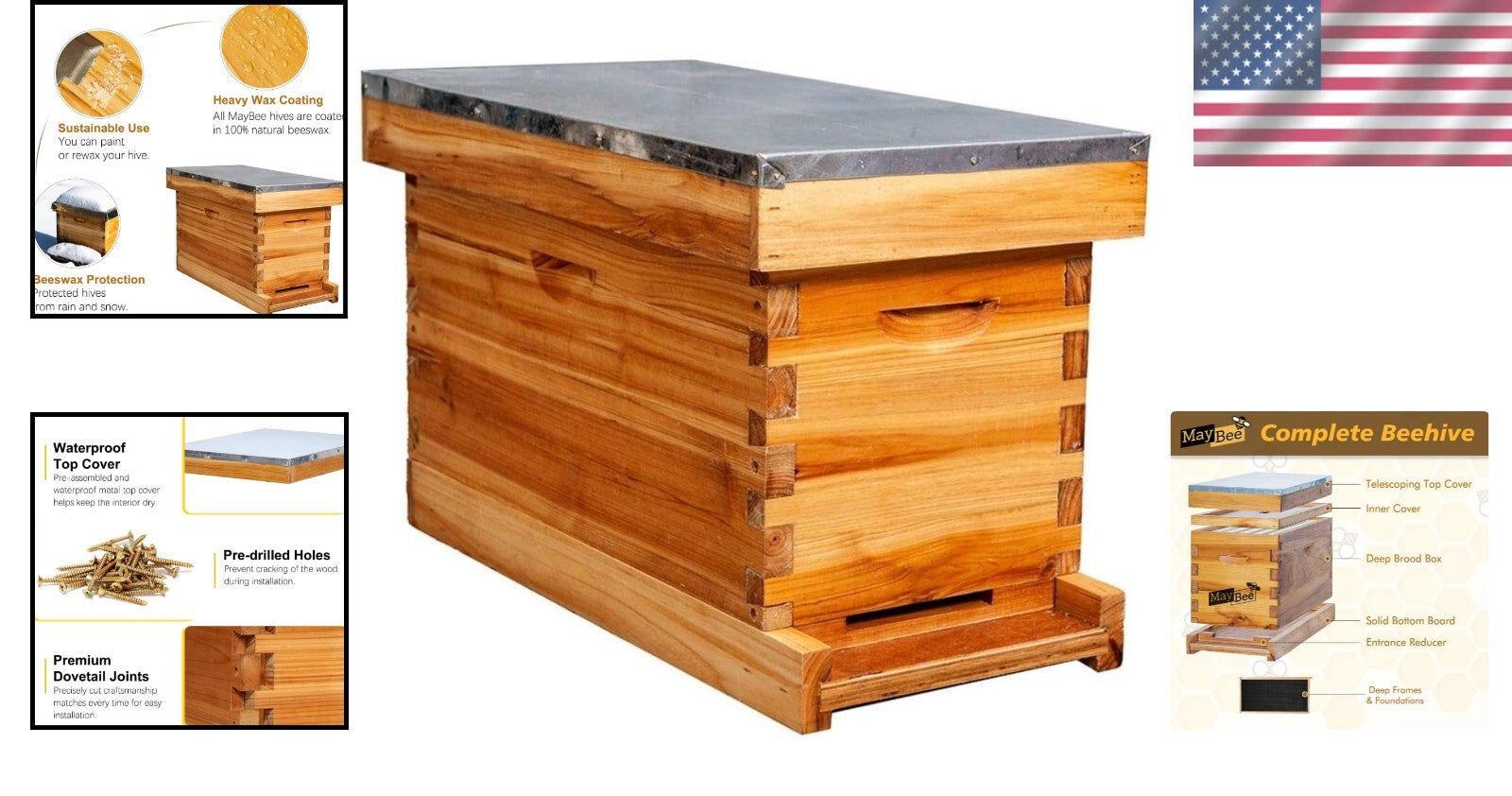 Elegant 5-Frame Beehive with Waterproof Metal Roof – Perfect for New Beekeepers