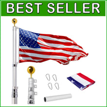 Load image into Gallery viewer, Outdoor Telescopic Flag Pole with 3x5 Polyester American Flag for Yard Use