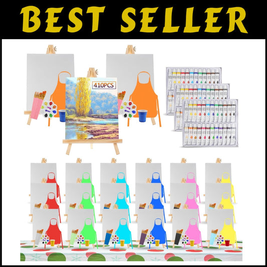 Deluxe 410-Piece Painting Supplies Set - Brushes, Paints & Easels Included