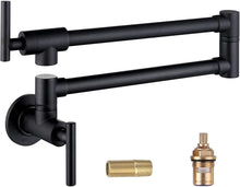 Load image into Gallery viewer, Commercial-Grade Pot Filler Faucet: Adjustable Wall-Mount Matte Black Style