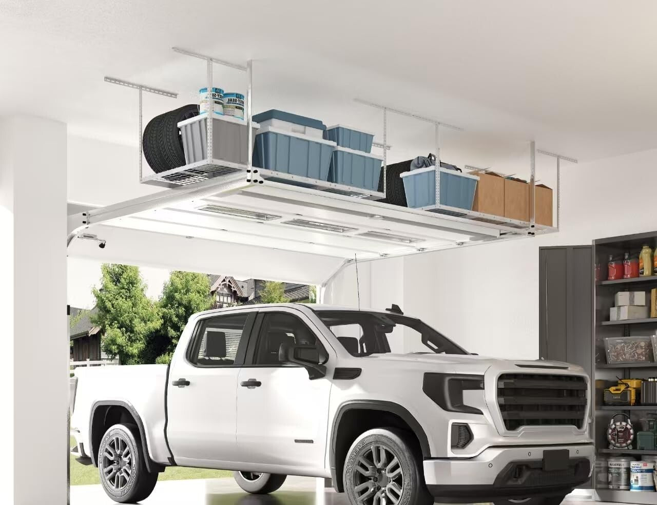 Effortless Installation & Durable Overhead Garage Storage Rack - 3x6 Ft, 450 lbs