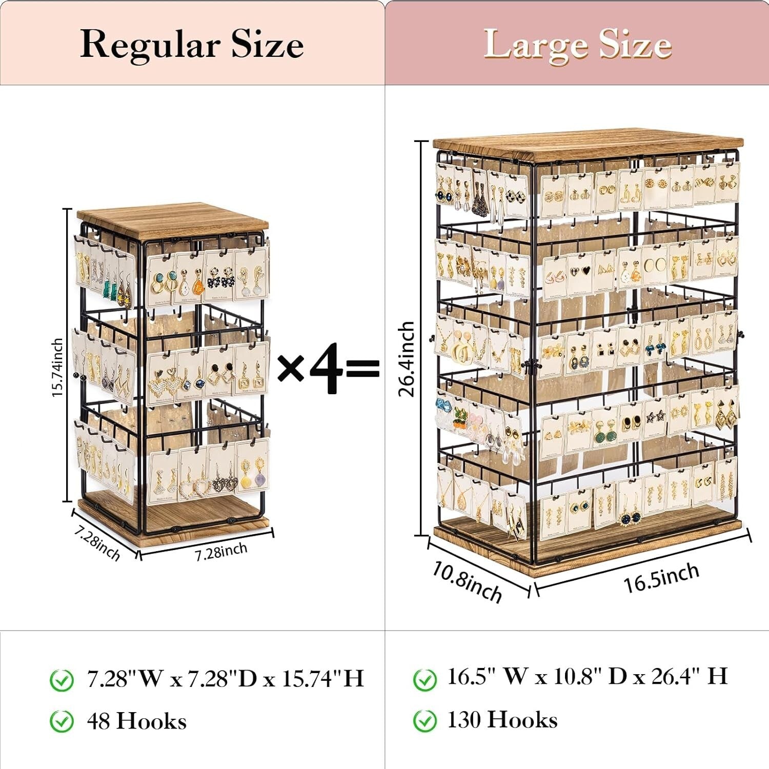Large Rustic Earring Rack 26" H with 5-Tier Design - Ideal for Selling Jewelry