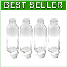 Load image into Gallery viewer, Elegant 4-Pack Clear Glass Milk Bottles - 33.8 oz with Durable Pour Spouts
